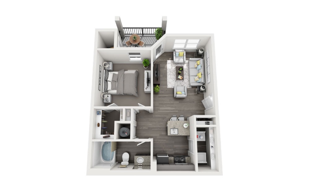 A-1 - 1 bedroom floorplan layout with 1 bathroom and 684 square feet