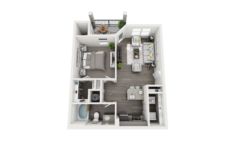 A-1 - 1 bedroom floorplan layout with 1 bathroom and 684 square feet