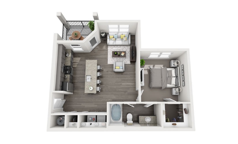 A-2 - 1 bedroom floorplan layout with 1 bathroom and 816 square feet